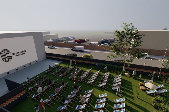 Photo attached: Artist's rendering of Cinelounge Outdoors