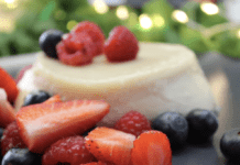 plant based honey with panna cotta