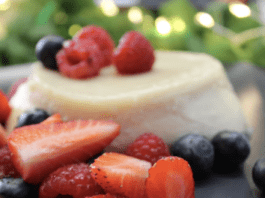 plant based honey with panna cotta