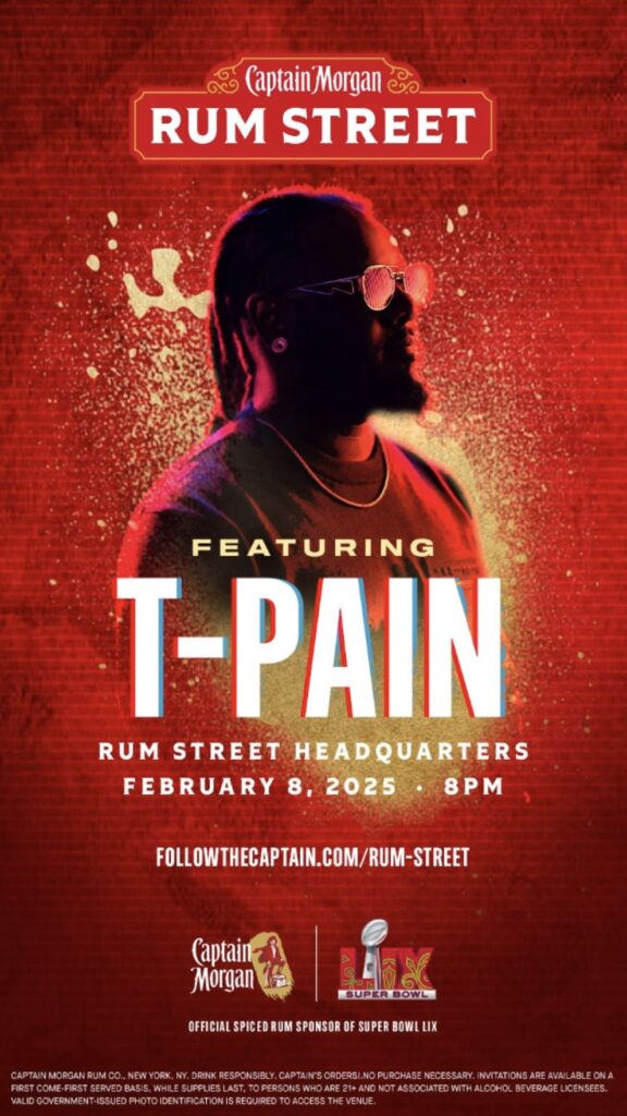 Captain Morgan, T-Pain turn Bourbon Street into 'Rum Street' for Super Bowl LIX