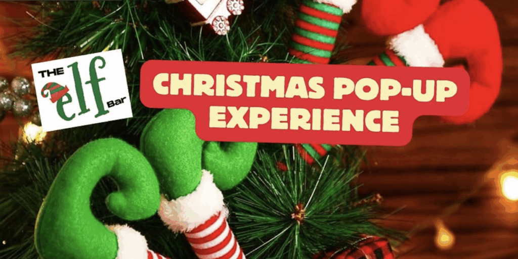 Experience the Elf Bar Los Angeles, a festive holiday pop-up with food, games, décor, and fun for all ages.