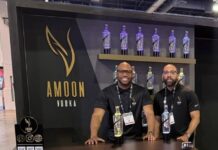 the smart vodka bottle from Amoon Vodka Co-founders Mark McLaurine and Christopher Tooley