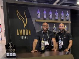 the smart vodka bottle from Amoon Vodka Co-founders Mark McLaurine and Christopher Tooley