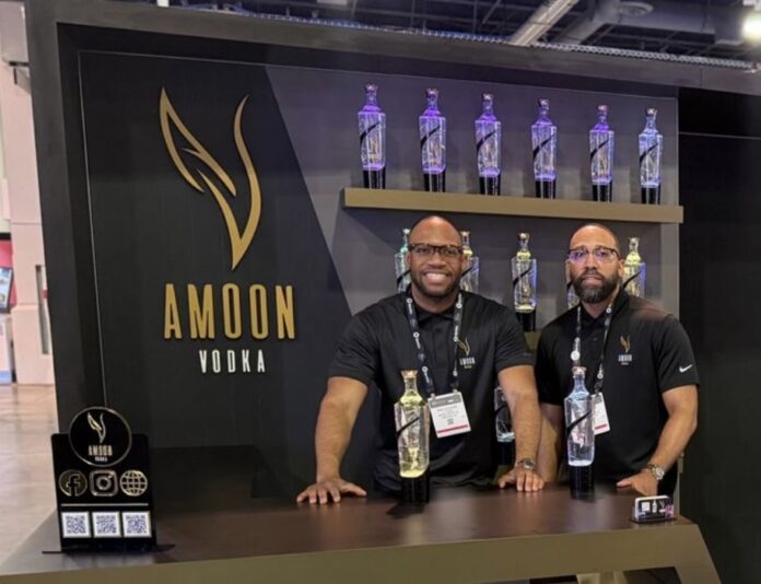 the smart vodka bottle from Amoon Vodka Co-founders Mark McLaurine and Christopher Tooley