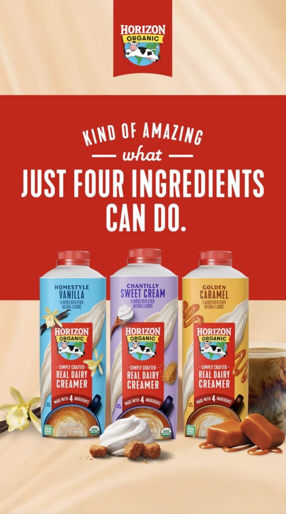 Horizon Organic launches organic dairy coffee creamers with four simple ingredients and bold flavors