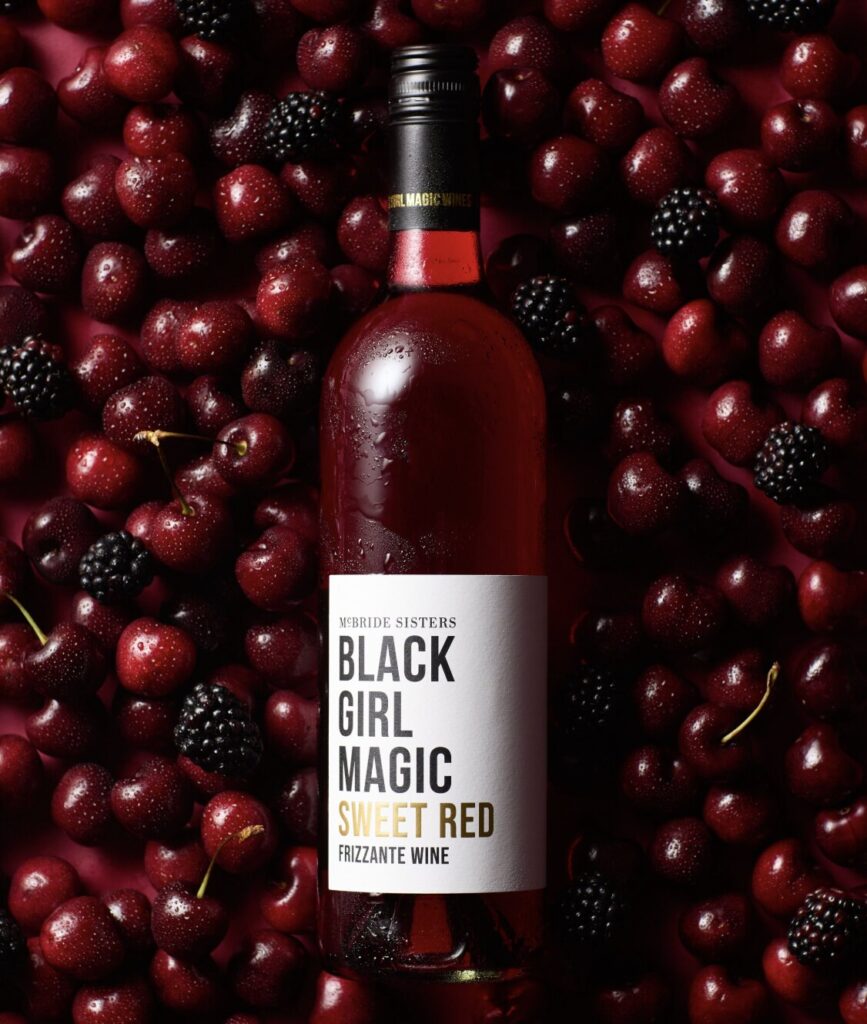 Black Girl Magic Wines launches Sweet Red Frizzante with notes of cherry, raspberry, and dark chocolate.