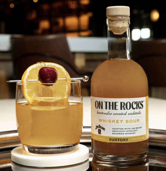 On The Rocks Jim Beam Whiskey Sour delivers bold bourbon flavor, bright citrus, and caramel balance in a ready-to-serve bottle.