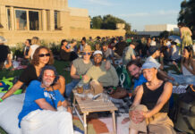Wine at Sunset on Frank Lloyd Wright's Lawn for Barnsdall Fridays Wine Nights