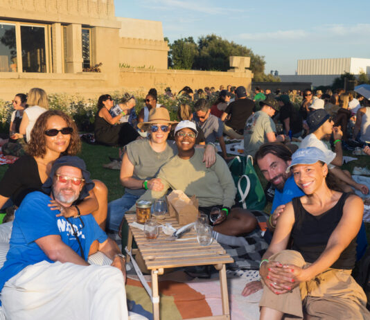 Wine at Sunset on Frank Lloyd Wright's Lawn for Barnsdall Fridays Wine Nights