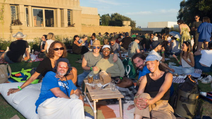 Wine at Sunset on Frank Lloyd Wright's Lawn for Barnsdall Fridays Wine Nights