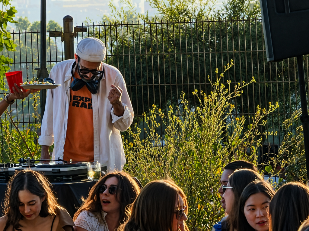 DJ keeping the crowd vibing at Barnsdall Fridays Wine Nights 